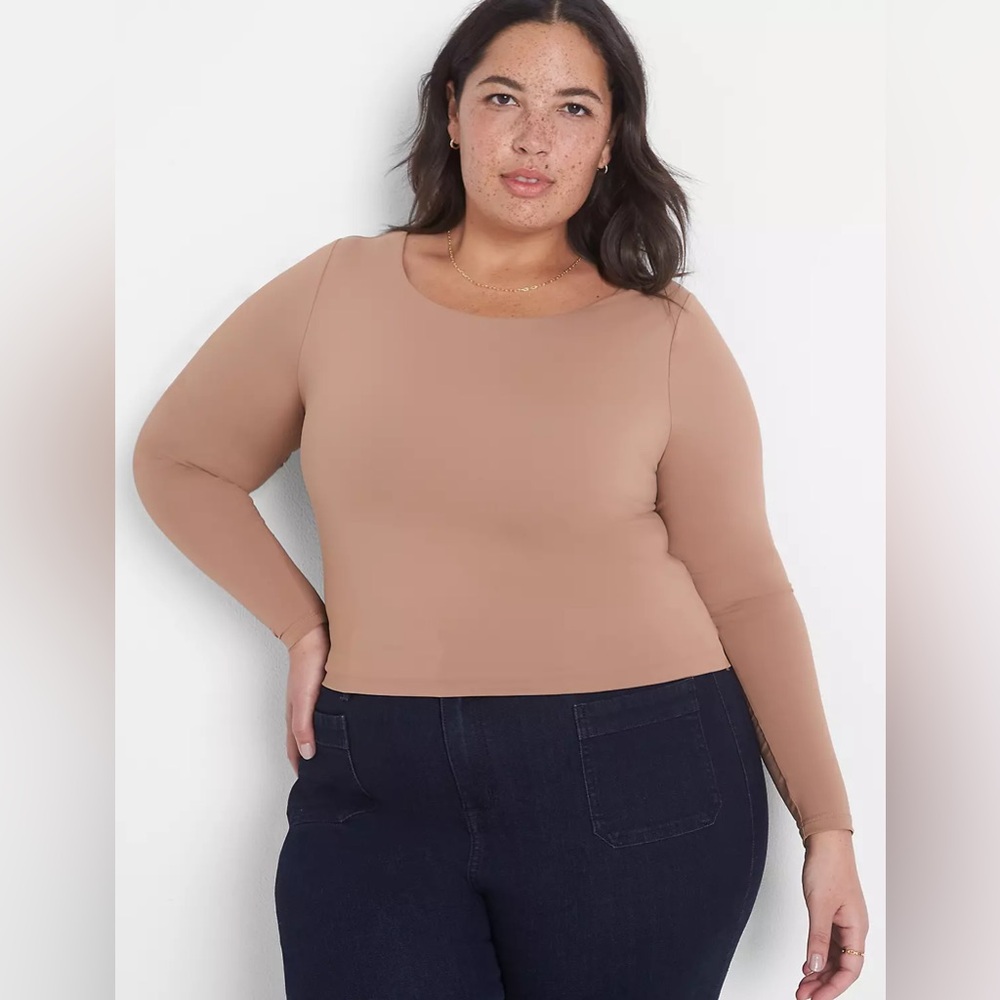 Lane Bryant Fitted Long-Sleeve Crop Tee